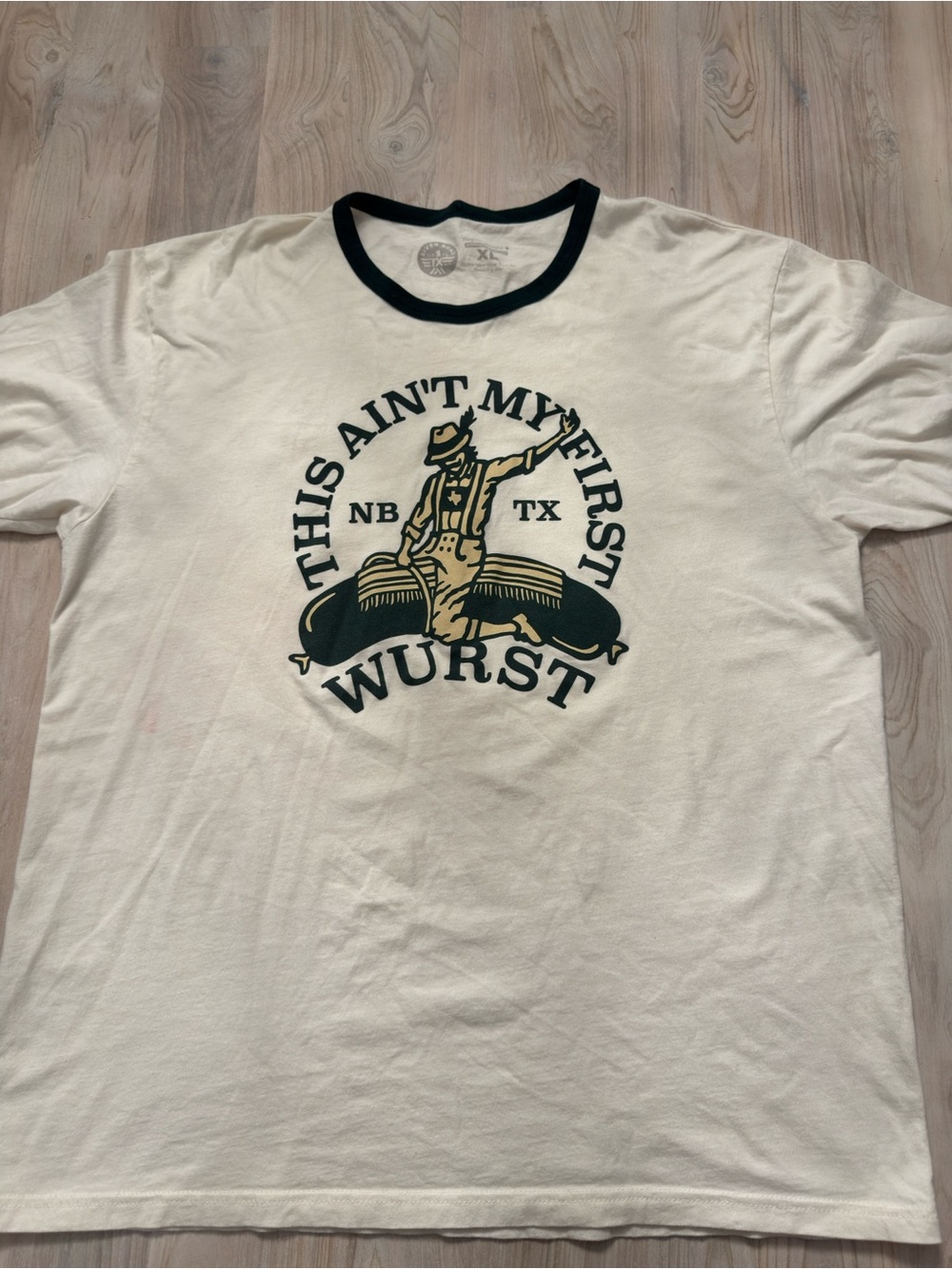 Wurstfest Graphic Ringer Tee - Cream with Gree  Trim